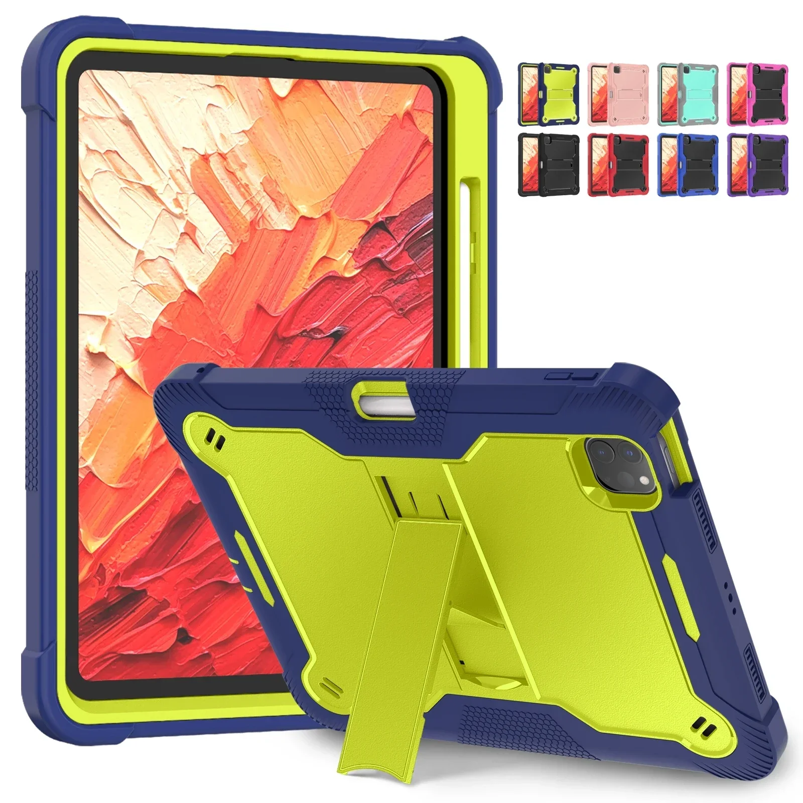 Durable 3-Layer Shockproof Armor Stand Case