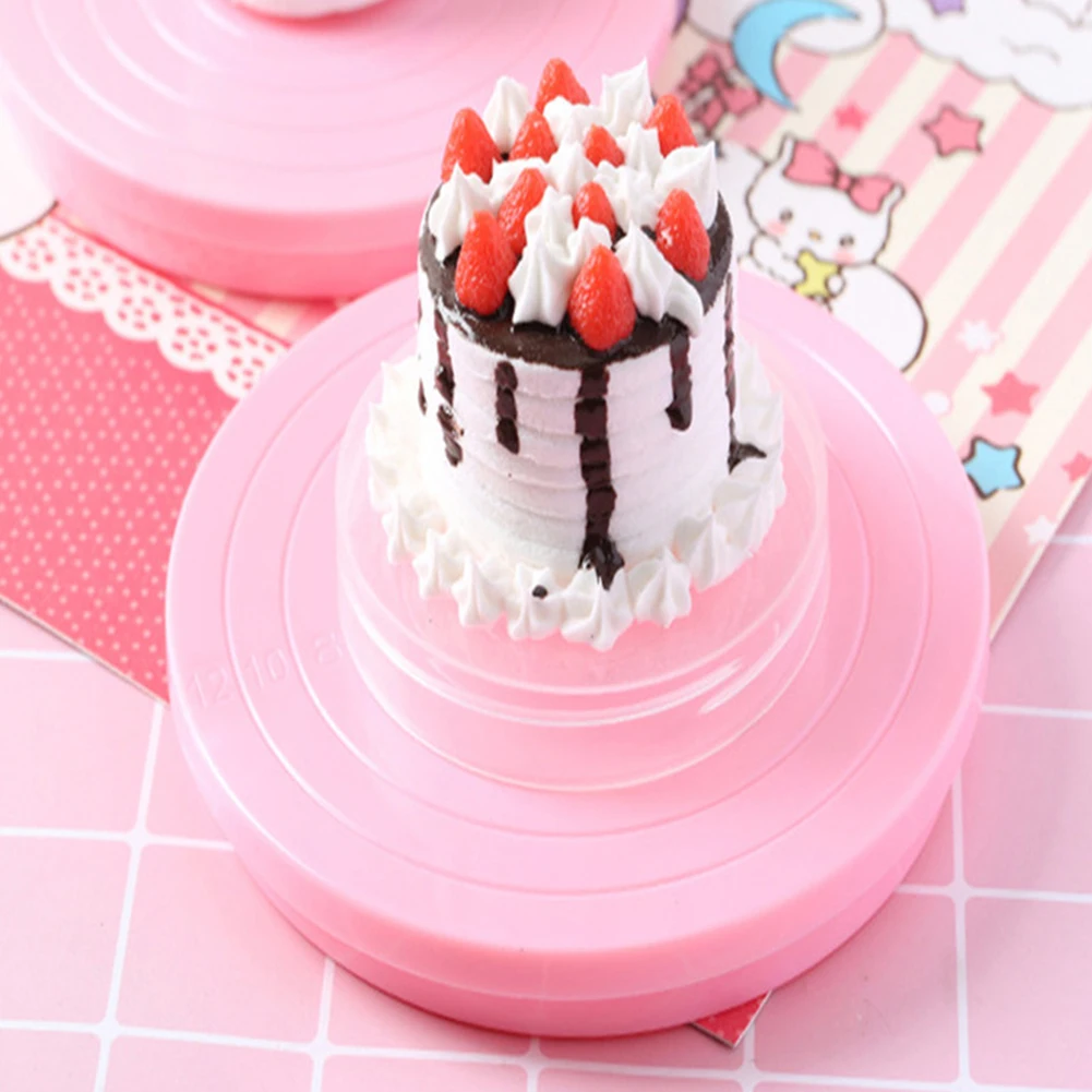 Christmas DIY Cake Rotary Table Mini Plastic Fondant Cake Turntable Revolving Platform Round Cookie Stand Rotating Kitchen Tools cake turntable baking supplies cake tools