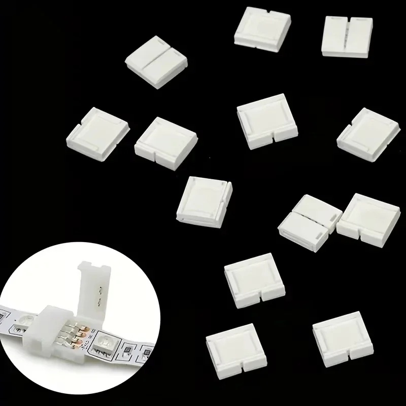 LED Strip Connector 10pcs 8mm 10mm 2 Pin 4 Pin 3528 5050 RGB Single Color Solderless PCB Board Wire Free Welding Connectors