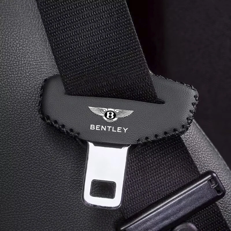 Car Seat Belt Buckle Cover Leather Protector Anti-collision Case 2pcs For Bentley GT