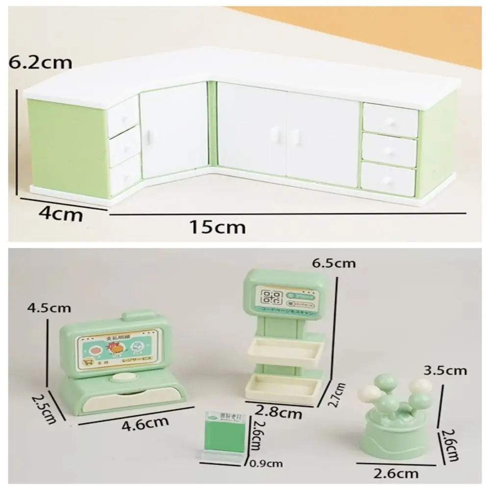 Cash Register Dollhouse Miniature Cashier Checkout Lollipop Snack Rack Mini Cashier Counter Toys Reusable Simulation 6