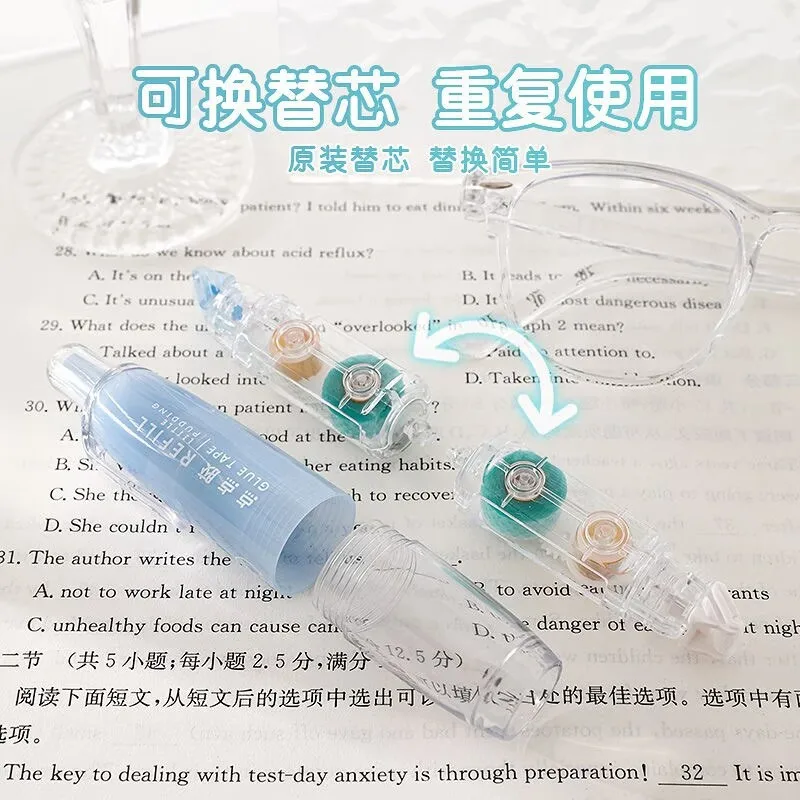 MINKYS 6MM * 5M 프레스 스타일 도트 양면 테이프 롤러 리필 형 접착 테이프 접착제 디스펜서 학교 사무용품