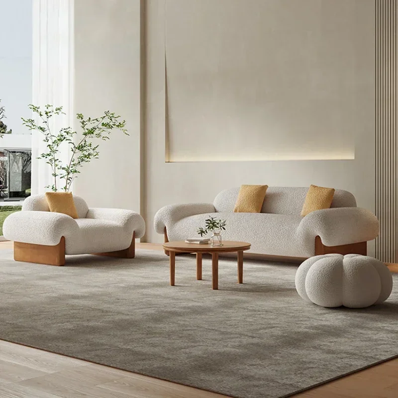 Living Room Sectional Couch European Nordic Lounge House Lazy Arm Sofas Home Floor Modern Wooden Muebles Para Hogar Furnitures
