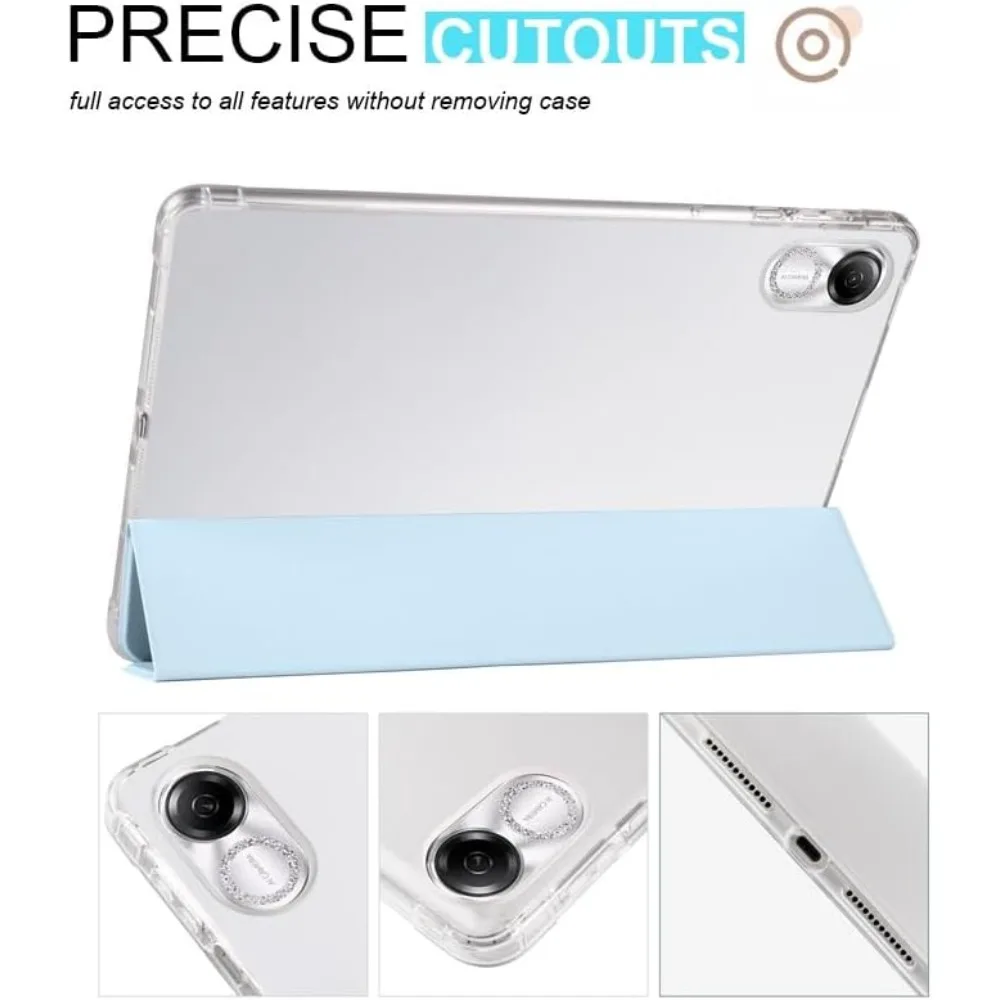 Slim Lightweight Tablet Case with Smart Cover, Shockproof Clear Back, and Pencil Holder – 11.5-Inch