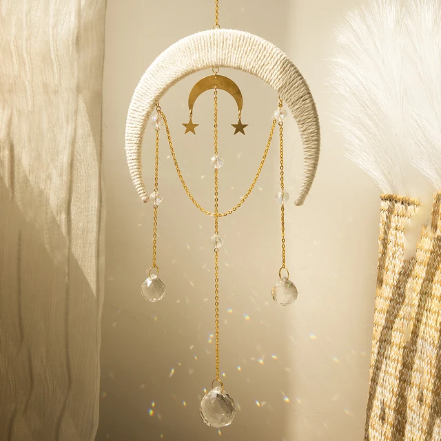 Hold Napsütő Lógó Kristály Álom Fogó Makrame Dísz Prizma Rainbw Ablak Kert Otthoni Dekoráció - Image 2