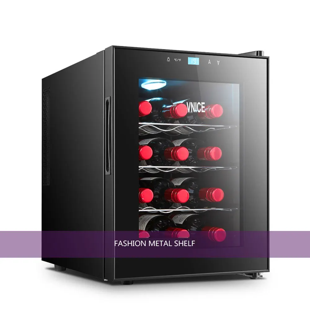 12 Bottles Electronic Thermostatic Wine Storage Cabinet Mini Beverage Wine Cooler Refrigerator For Home Bar Office