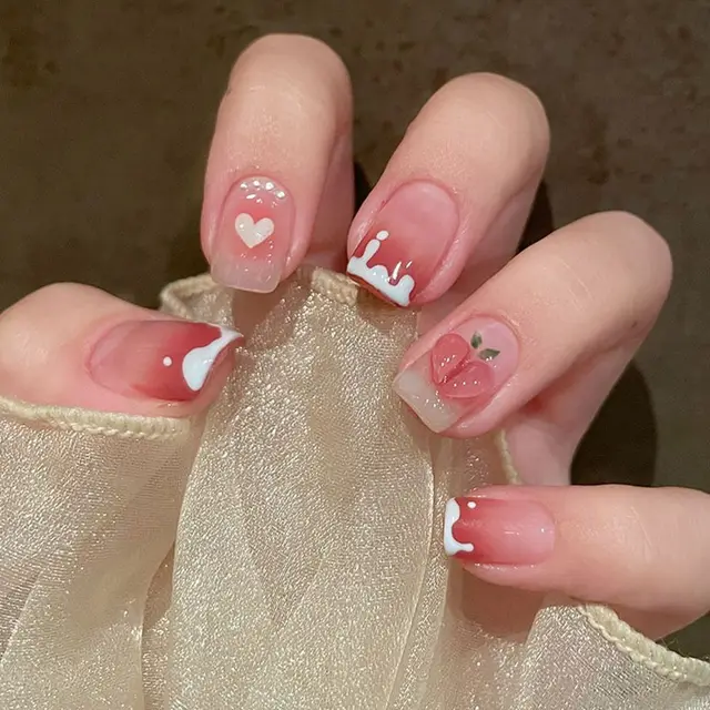 24Pcs-Box-Sweet-Short-Round-Square-Head-False-Nail-Art-Full-Cover-Detachable-Artificial-Fake-Nails jpg