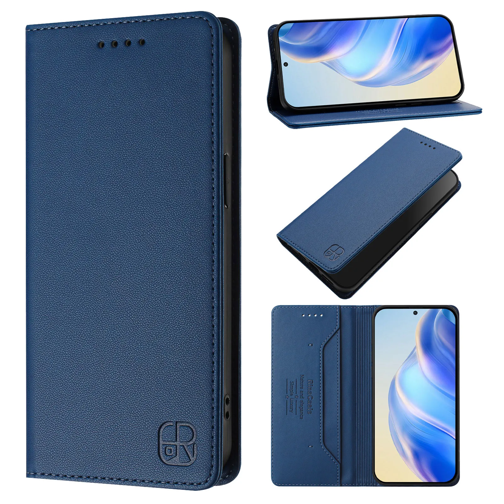 Magnetic RFID Blocking Leather Phone Case with Card Slots and Anti-Scratch Wallet Cover
