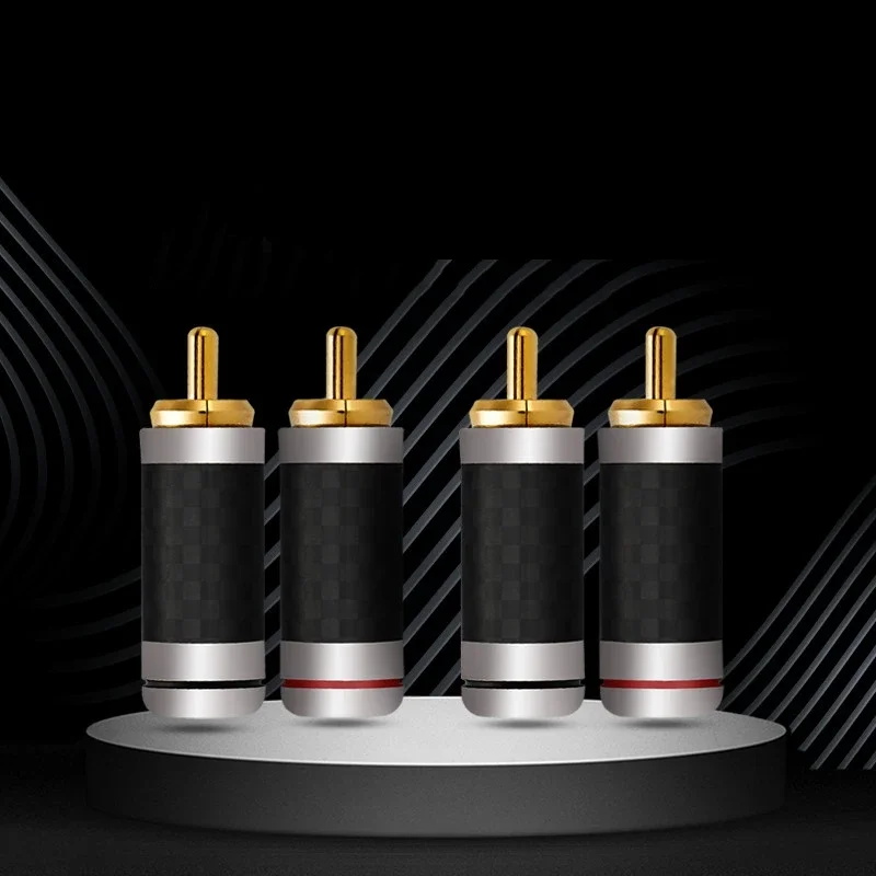 

4 шт., Hi-end RCA разъем из углеродного волокна, медный Hi-Fi аудио адаптер, соединитель для самостоятельной сборки, аксессуары для одного кабеля
