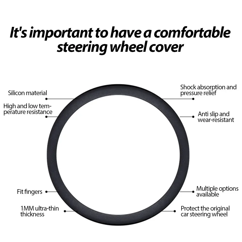 Universal Car Silicone Steering Wheel Cover Elastic Non-Slip Soft Auto Decoration Internal Covers Accessories steering wheel cover