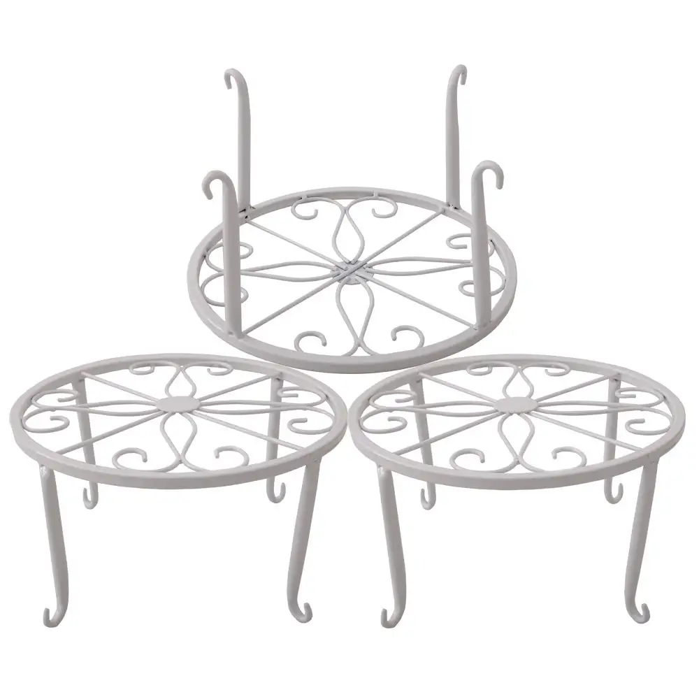 Metal Plant Stand Floor Flower Pot Rack Iron Art Stands Holder 3 Pieces in One Package (White) | Дом и сад