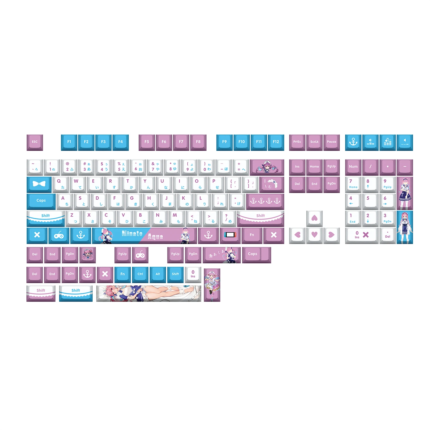 Minato Aqua Hololive Vtuber Key Cover Pbt Dye Sublimation Cherry mx Cruz Eixo Switch Keycap para Teclado Mecânico - Imagem 4