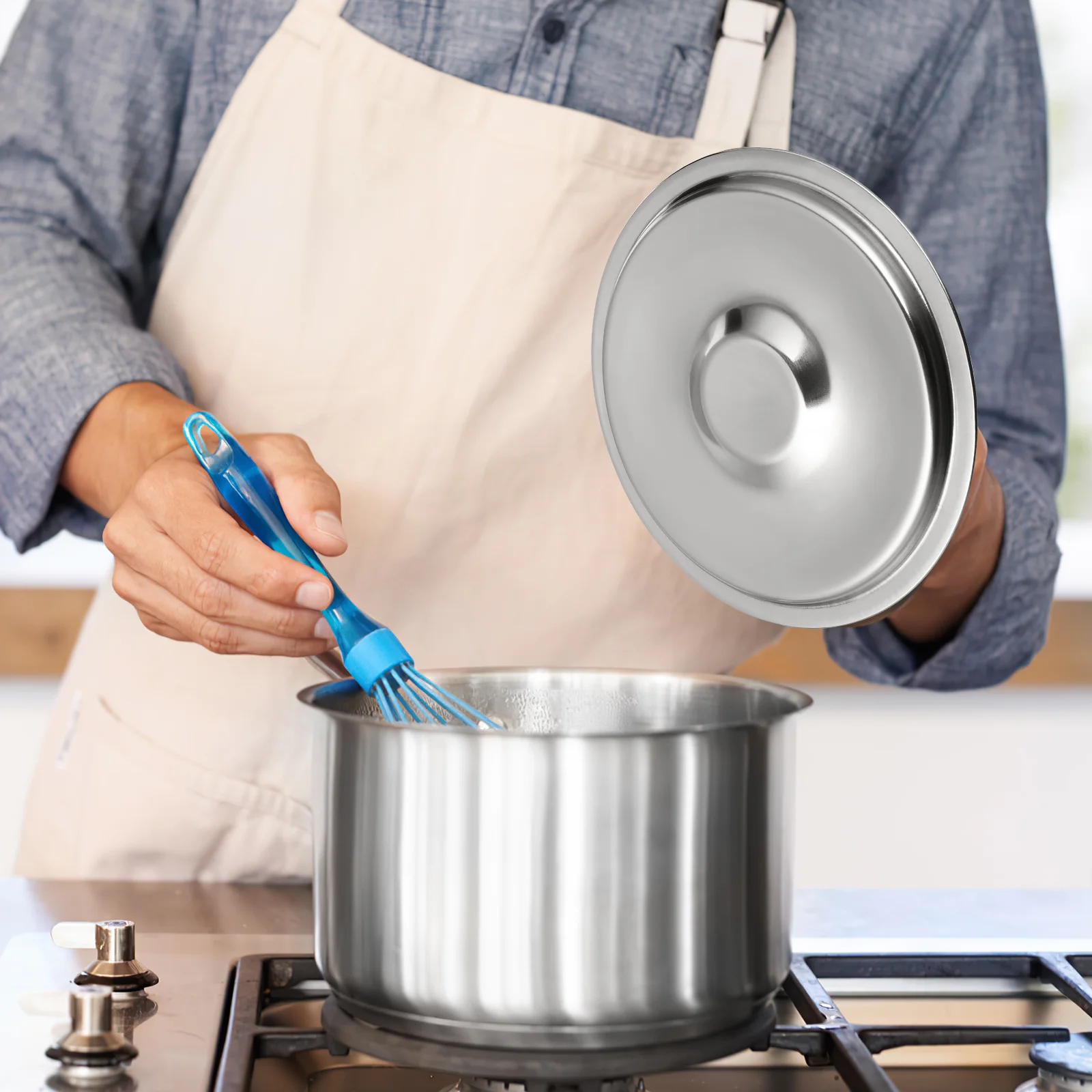 

Stainless Steel Pot Lid Small Pan Lid Saucepan Cover Seasoning Pot Cover Saucepan Lid Small Cookware Lid Oil Oil Cylinder Cover