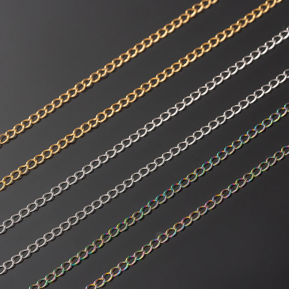 2/10 Meter Edelstahl Halskette Kette für DIY handgemachte Armbänder Fußkettchen Schmuck machen liefert Erkenntnisse Zubehör Handwerk – Detail 2