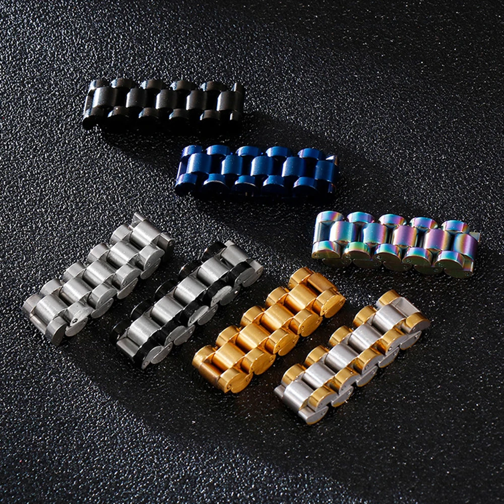 8/10mm  HipHop Watch Chain Band Ring Men Women Rose Gold Color Stainless Steel Strap Watchband Style Wedding Rings Jewlery 3