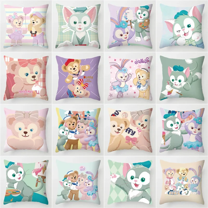 

45x45cm StellaLou The Disney Bear Duffy Cosplay Short Floss Dakimakura Pillow Case Hugging Body Prop Cartoon Toys Xmas Gift