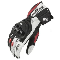 Gants de moto en cuir véritable, gants de course, noir, blanc, rouge, vélo de route, équipe de course, été, hiver 3