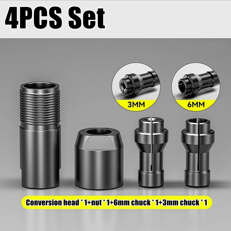 3/6mm Angle Grinder Modified Adapter To Straight Grinder Chuck M10 Thread Abrasive Tools For 100-type Angle