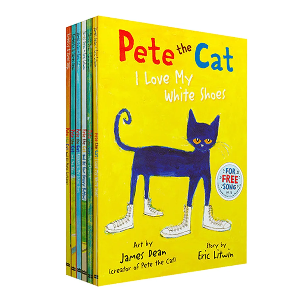 I Can Read Pete The Cat Kids Classic Storybook Children Early Education English Short Stories Big Size 28*21.6cm 6 Books/Set