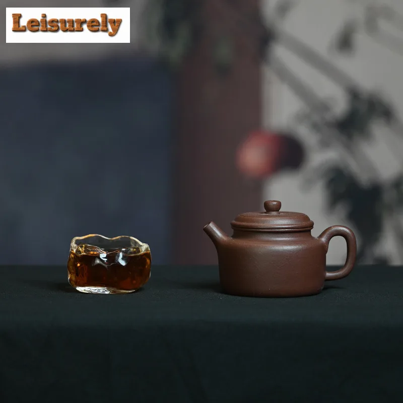 180ml Vintage Yixing Purple Clay Teapots Artists Handmade De Zhong Pot Raw Ore Azure Mud Tea Brewing Kettle Zisha Teaset For Tea