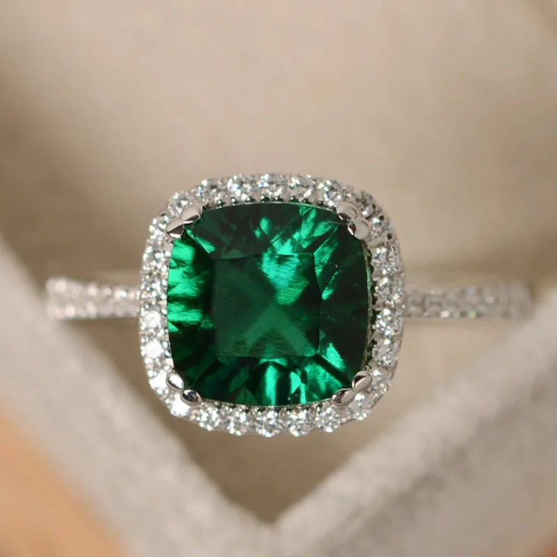 Women's Silver Plated Rings Ruby Emerald Sapphire Wedding Engagement Jewelry Wholesale Hot Selling Fashion Accessories 4