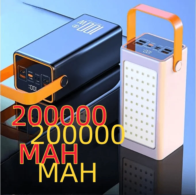

Power Bank 200000mAh High Capacity 66W Fast Charger Powerbank for iPhone Laptop Batterie Externe LED Camping Light Flashlight