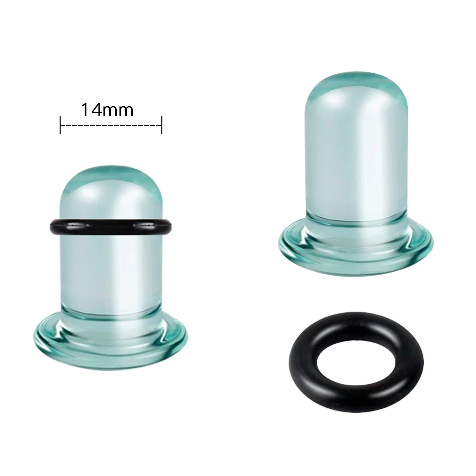 Body Jewelry 2pcs/lot Glass Ear Plug Taper Stercher Kit 1.6-16mm Ear Gauges with Rubber Rings Flare Flesh Expander Piercings