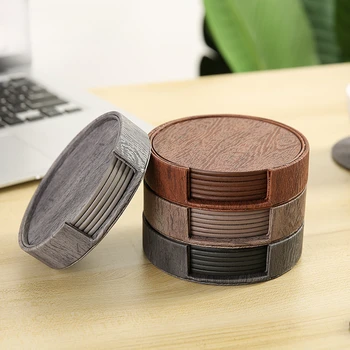Wood Grain Leather Coasters 1