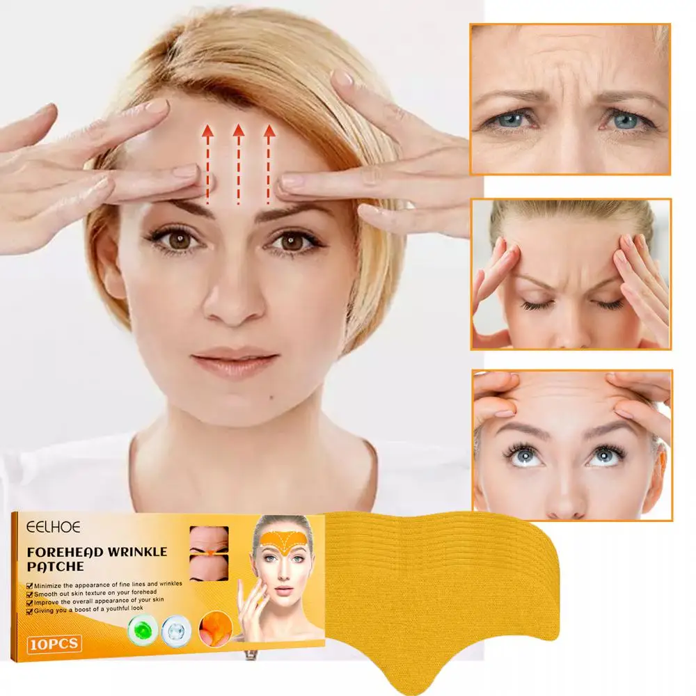 10pcs Forehead Wrinkle Patches Anti Aging Head Lines Remover Natural Hydrolyzing Smooth Out Lines Face Skin Care Tool Patches