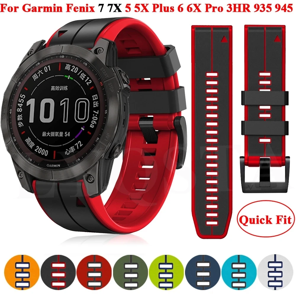 

Silicone WatchBand For Garmin Fenix 7X 7 6X 6 Pro Fenix 5X 5 Plus Strap WristStrap Forerunner 945 Quick Release 22 26MM Bracelet