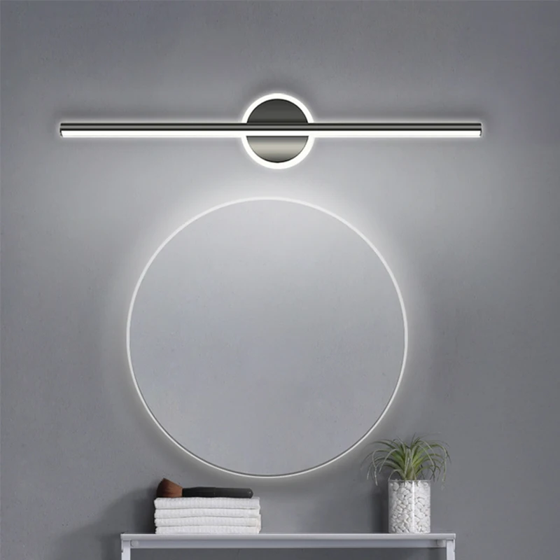 Modern LED Wall Lamp Black Mirror Light Dresser Bathroom Toilet  Long Strip Lamps Home Decor 40/60/80CM Led Lighting Lustre 4