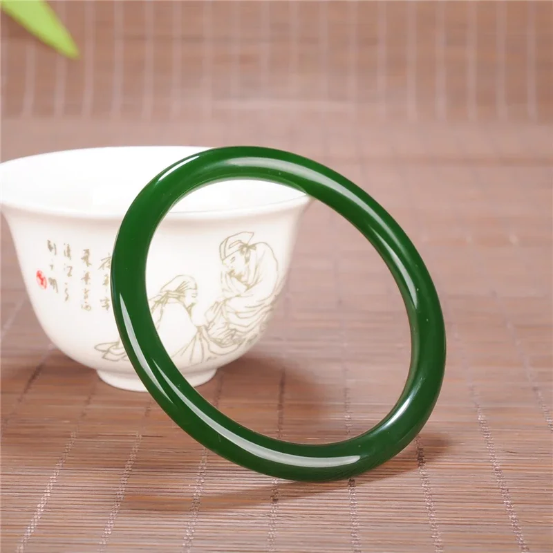 

Green Jade Round Bracelet 52-66mm Chinese Charm Jewellery Fashion Accessories Hand-Carved Man Woman Luck Amulet Gifts