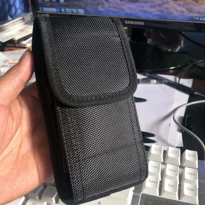 Compact Black Phone Pouch with Belt Clip