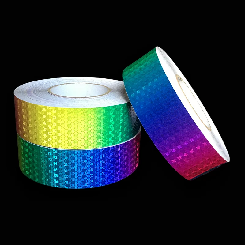 Luminous Tape Warning Stickers Warning Decal Luminous Sticker Tape Colorful Reflective Stickers Gradient Dazzling Colors Motorcycle Bicycle Body Decoration Reflective Tape