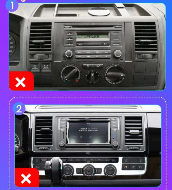 Double Din Fascia Kit For VW Transporter T5/T5.1 – Black Dash Trim 2009-2015 4 thumbnail image