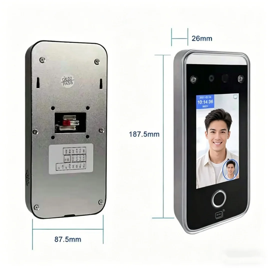 5000명 사용자용 4인치 터치 LCD 2MP 카메라 생체 얼굴 인식 Wifi 출입 통제 직원 근태 관리 무료 클라우드 API SDK