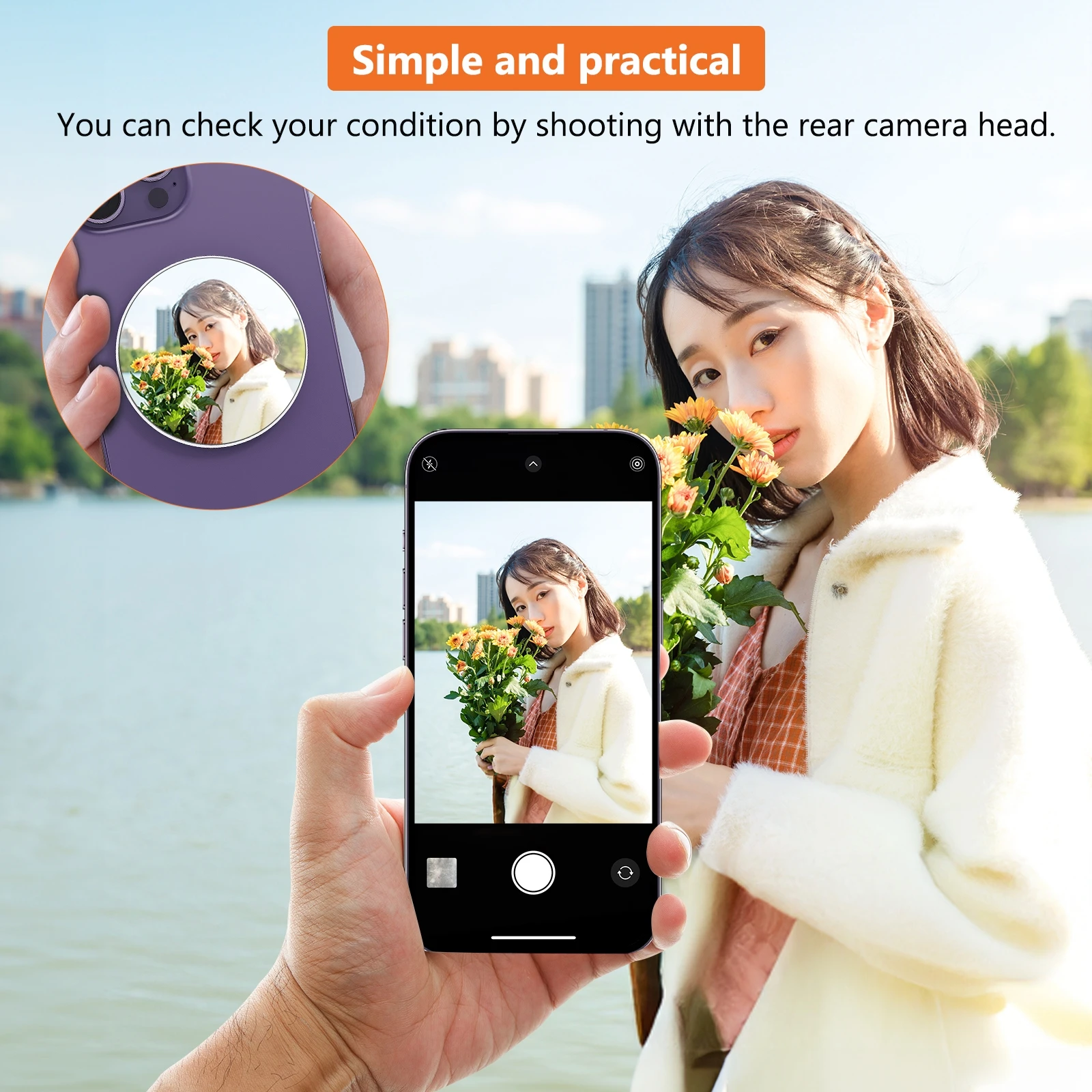 PULUZ Mobile Phone MagSafe Magnetic Makeup Mirror Rear Camera Video Selfie Mirror