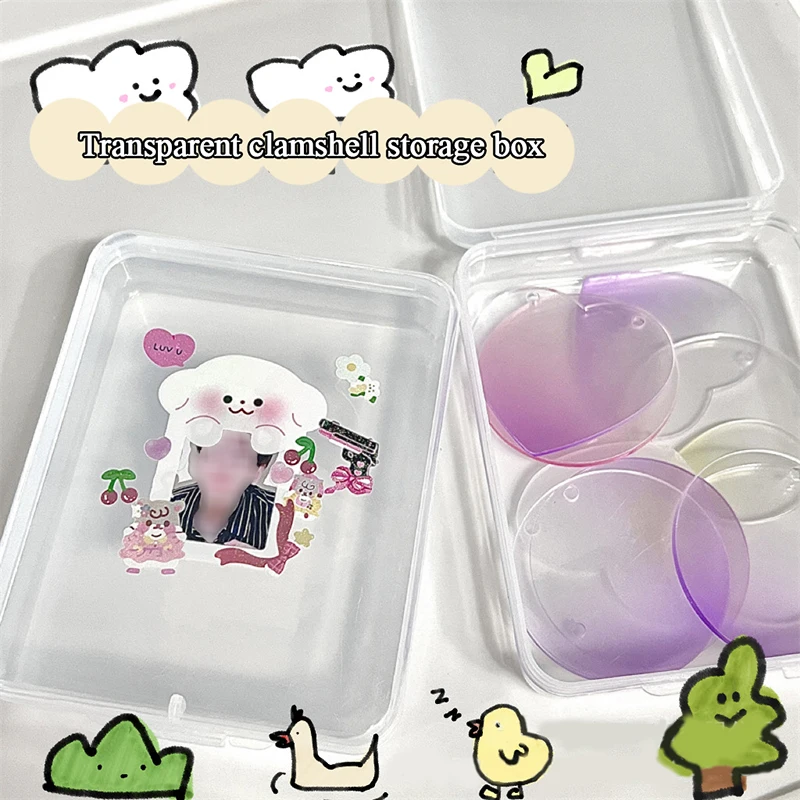 Plastic Transparent Storage Box With Lid Stickers Collection Desktop Container Case Photocard Holder Home Small Card Storage Box desktop storage box stationery storage box storage drawer boxes