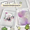 Plastic Transparent Storage Box With Lid Stickers Collection Desktop Container Case Photocard Holder Home Small Card Storage Box 3