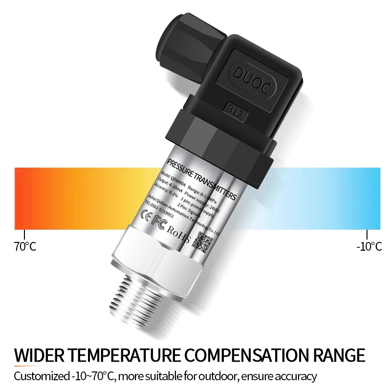 

Small Pressure Sensor Transmitter 4-20mA 0-10V 0-5V RS485 0-1.6Mpa 0-10bar 0-2.5Mpa 0-25bar G1/4 DC24V Pressure Transducer