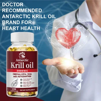 Krill Oil | 2000mg with Astaxanthin, Omega 3, DHA, EPA, and Phospholipids | No Smell, No Fishy Taste | 60/120 Capsule 2