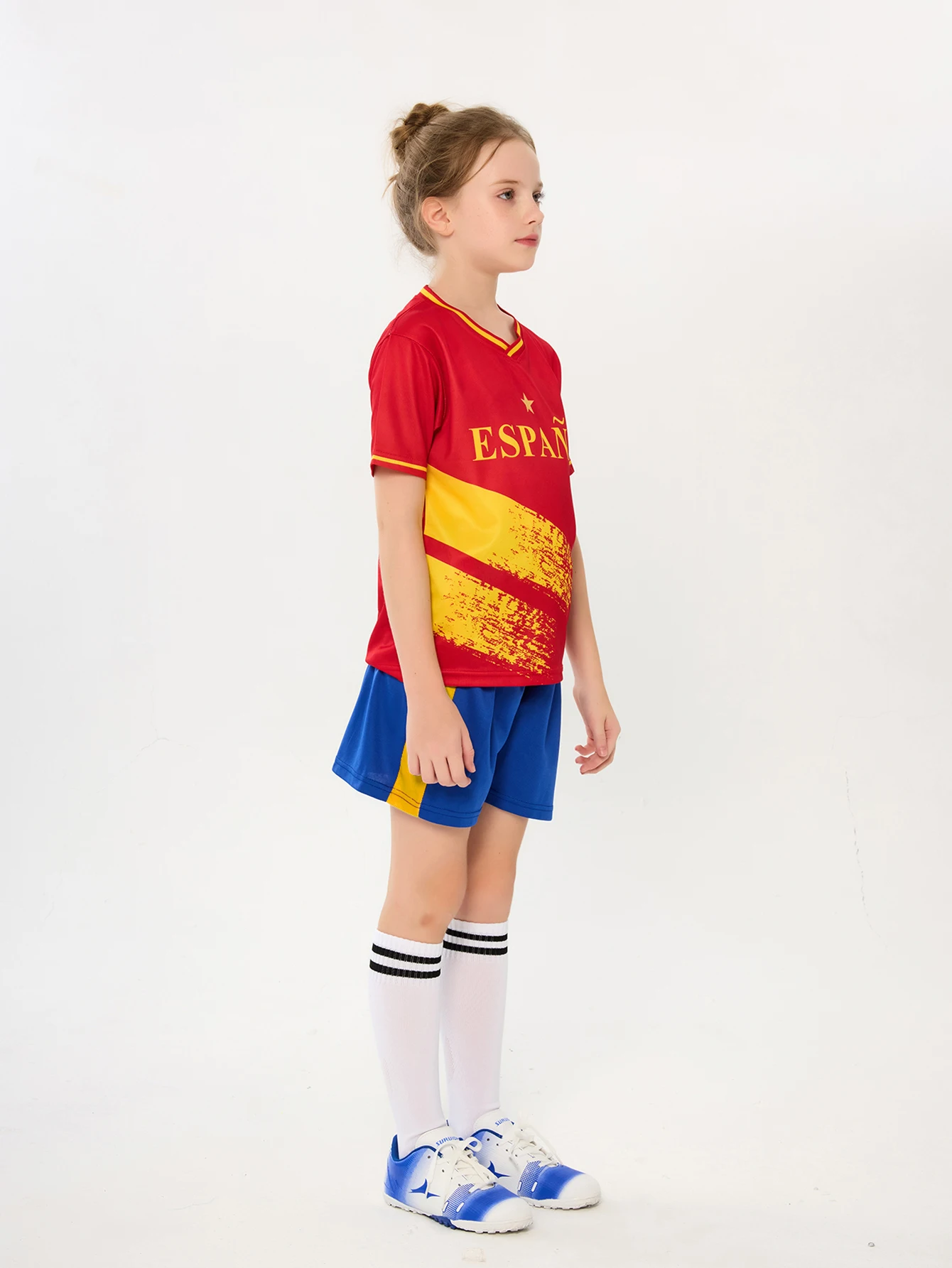 Soccer uniform Suruida New Spain Soccer Jersey Set Boys and Girls New Season Soccer Uniform Quick-drying Kidstraining jersey