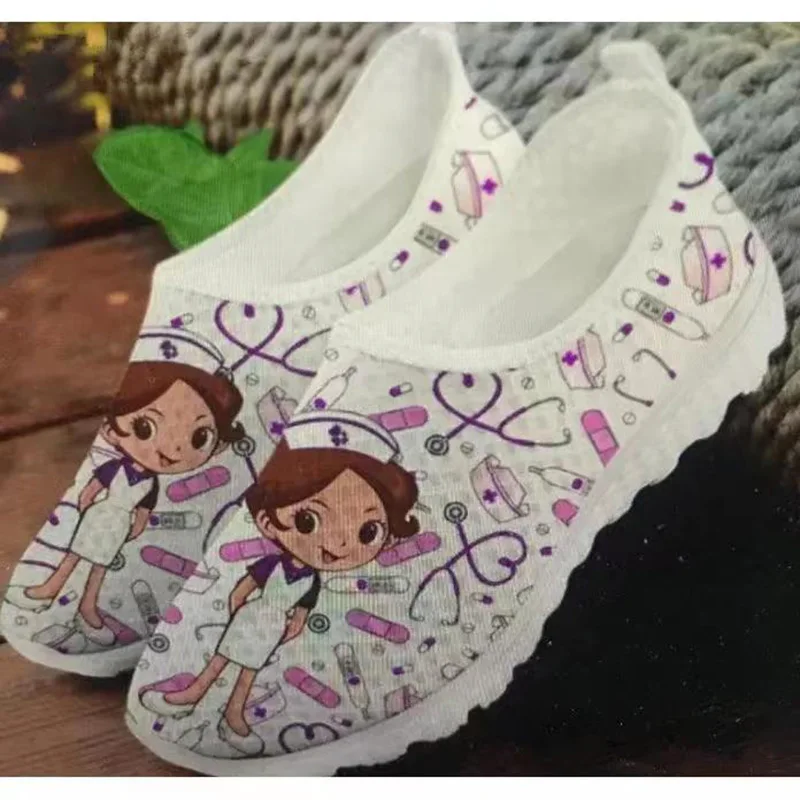thumbnail image 1 of Rimocy - Zapatos de enfermera para mujer, zapatillas transpirables con estampado para mujer, zapatillas ligeras antideslizantes sin cordones, zapatillas deportivas informales de suela suave para mujer, 1 of 5