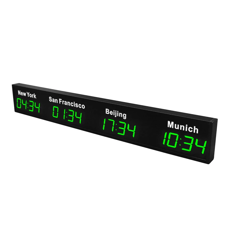 Customizable LED Digital Multi Time Zone City Stickers Wall Clock World