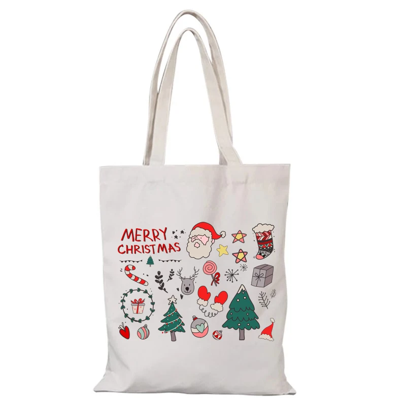 Weihnachtsgeschenke Öko-Tasche Cartoon Mode Stofftaschen Damen Handtasche Mann Einkaufstasche Handtaschen Shopper Shopping Strand Leinwand Frau die – Detail 8