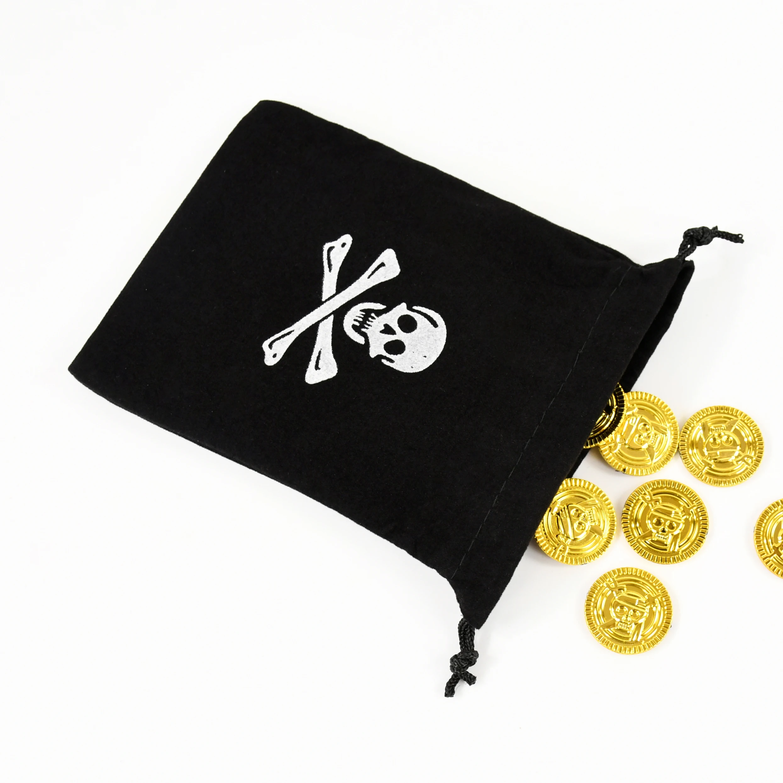 5 stücke Halloween Piraten Schädel Süßigkeiten Geschenk Taschen Gold Münze Kordelzug Beutel Geschenk Süßigkeiten Lagerung Tasche Geburtstag Halloween Party Liefert – Detail 5