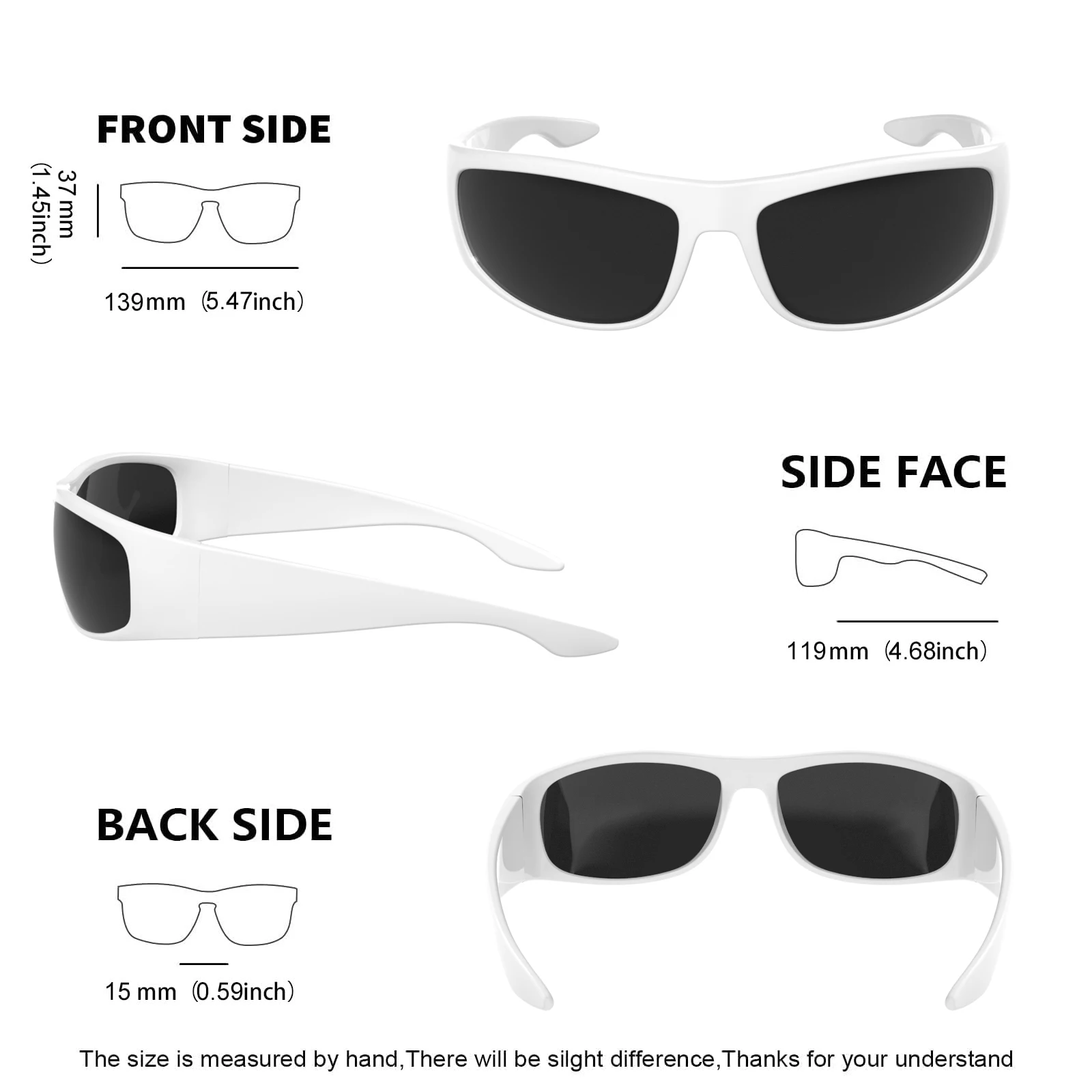 JULI Dunkle Sonnenbrille für Herren, umwickelbare Sonnenbrille für große Köpfe, Herren, UV400-Schutz, W8005 – Detail 8