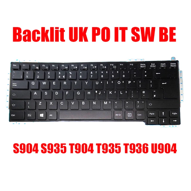 Backlit UK PO IT SW BE Keyboard For Fujitsu For Lifebook S904 S935 T904 T935 T936 U904 Portugal Italy Swiss Belgium CP660838-01