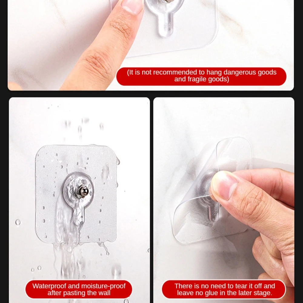 Sticky Wall Hook Hole-free Non-trace Strong Adhesive Nail-free Waterproof Home Storage Gadgets Nail Patch Transparent