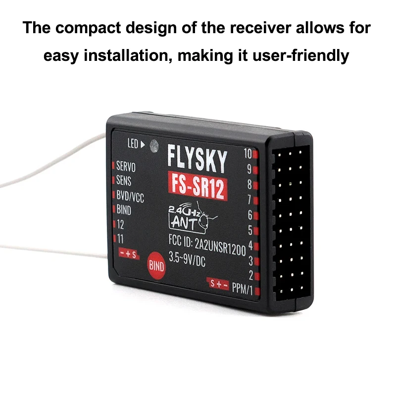 FLYSKY FS-SR12 12 Channels 2.4G Receiver Dual Antenna for RC Fixed Wing Car Boat Robot Model Toy ANT Protocol Transmitter FS-ST8 3